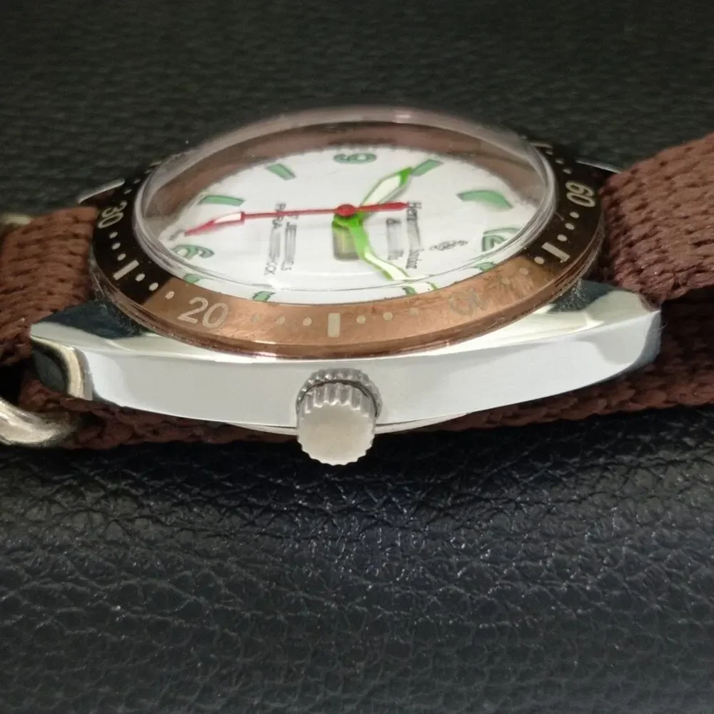 Vintage 1973 Henri Sandoz Manual Mens Silver Watch W/Nato Strap - Picture 5 of 9